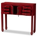 Baxton Studio Melodie Classic and Antique Red Finished Wood Bronze Finished Accents 6-Drawer Console Table - MIN22-Red-ST