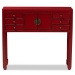 Baxton Studio Melodie Classic and Antique Red Finished Wood Bronze Finished Accents 6-Drawer Console Table - MIN22-Red-ST