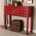 Baxton Studio Melodie Classic and Antique Red Finished Wood Bronze Finished Accents 6-Drawer Console Table - MIN22-Red-ST