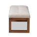 Baxton Studio Caramay Modern and Contemporary Light Beige Fabric Upholstered Walnut Brown Finished Wood Bench - BBT5337-Light Beige-Bench