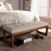 Baxton Studio Caramay Modern and Contemporary Light Beige Fabric Upholstered Walnut Brown Finished Wood Bench - BBT5337-Light Beige-Bench