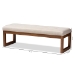Baxton Studio Caramay Modern and Contemporary Light Beige Fabric Upholstered Walnut Brown Finished Wood Bench - BBT5337-Light Beige-Bench