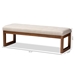 Baxton Studio Caramay Modern and Contemporary Light Beige Fabric Upholstered Walnut Brown Finished Wood Bench - BBT5337-Light Beige-Bench