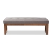 Baxton Studio Caramay Modern and Contemporary Grey Fabric Upholstered Walnut Brown Finished Wood Bench - BBT5337-Grey-Bench