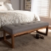 Baxton Studio Caramay Modern and Contemporary Grey Fabric Upholstered Walnut Brown Finished Wood Bench - BBT5337-Grey-Bench