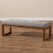 Baxton Studio Caramay Modern and Contemporary Grey Fabric Upholstered Walnut Brown Finished Wood Bench - BBT5337-Grey-Bench