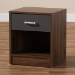 Baxton Studio Hansel Modern and Contemporary 1-Drawer Dark Brown and Dark Grey Finished Nightstand - SENT009-Columbia Brown/Dark Grey-NS