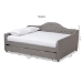 Baxton Studio Eliza Modern and Contemporary Grey Fabric Upholstered Queen Size Daybed with Trundle - CF8940-Grey-Daybed-Q/T