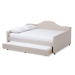 Baxton Studio Eliza Modern and Contemporary Light Beige Fabric Upholstered Queen Size Daybed with Trundle - CF8940-Light Beige-Daybed-Q/T