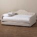 Baxton Studio Eliza Modern and Contemporary Light Beige Fabric Upholstered Queen Size Daybed with Trundle - CF8940-Light Beige-Daybed-Q/T