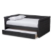 Baxton Studio Alena Modern and Contemporary Dark Grey Fabric Upholstered Full Size Daybed with Trundle - CF8825-Dark Grey-Daybed-F/T