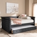 Baxton Studio Alena Modern and Contemporary Dark Grey Fabric Upholstered Queen Size Daybed with Trundle - CF8825-Dark Grey-Daybed-Q/T