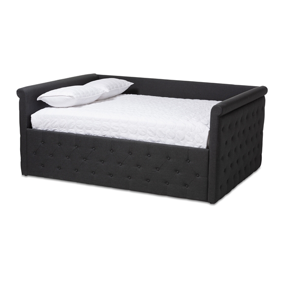 Baxton Studio Amaya Modern and Contemporary Dark Grey Fabric Upholstered Full Size Daybed