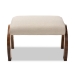 Baxton Studio Sandrine Modern and Contemporary Light Beige Fabric Upholstered Walnut Brown Finished Wood Ottoman - BBT5318-Light Beige
