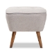 Baxton Studio Petronelle Mid-Century Modern Greyish Beige Fabric Upholstered Walnut Brown Finished Wood Ottoman - BBT5341-Greyish Beige