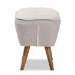 Baxton Studio Petronelle Mid-Century Modern Greyish Beige Fabric Upholstered Walnut Brown Finished Wood Ottoman - BBT5341-Greyish Beige
