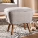 Baxton Studio Petronelle Mid-Century Modern Greyish Beige Fabric Upholstered Walnut Brown Finished Wood Ottoman - BBT5341-Greyish Beige