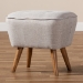Baxton Studio Petronelle Mid-Century Modern Greyish Beige Fabric Upholstered Walnut Brown Finished Wood Ottoman - BBT5341-Greyish Beige