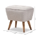 Baxton Studio Petronelle Mid-Century Modern Greyish Beige Fabric Upholstered Walnut Brown Finished Wood Ottoman - BBT5341-Greyish Beige