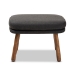 Baxton Studio Lovise Mid-Century Modern Dark Grey Fabric Upholstered Walnut Brown Finished Wood Ottoman - BBT5342-Dark Grey