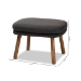 Baxton Studio Lovise Mid-Century Modern Dark Grey Fabric Upholstered Walnut Brown Finished Wood Ottoman - BBT5342-Dark Grey