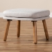 Baxton Studio Lovise Mid-Century Modern Greyish Beige Fabric Upholstered Walnut Brown Finished Wood Ottoman - BBT5342-Greyish Beige