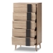 Baxton Studio Lisen Mid-Century Modern Light Oak and Grey 5-Drawer Chest - SECOD305US-Hana Oak/Dark Grey-5DW-Chest