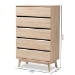 Baxton Studio Miren Mid-Century Modern Light Oak and Dark Grey 5-Drawer Chest - SECOD5014-Hana Oak/Dark Grey-5DW-Chest