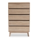 Baxton Studio Miren Mid-Century Modern Light Oak and Dark Grey 5-Drawer Chest - SECOD5014-Hana Oak/Dark Grey-5DW-Chest