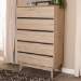 Baxton Studio Miren Mid-Century Modern Light Oak and Dark Grey 5-Drawer Chest - SECOD5014-Hana Oak/Dark Grey-5DW-Chest