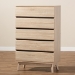 Baxton Studio Miren Mid-Century Modern Light Oak and Dark Grey 5-Drawer Chest - SECOD5014-Hana Oak/Dark Grey-5DW-Chest