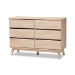 Baxton Studio Miren Mid-Century Modern Light Oak and Dark Grey 6-Drawer Dresser