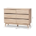 Baxton Studio Miren Mid-Century Modern Light Oak and Dark Grey 6-Drawer Dresser - SECOD5015-Hana Oak/Dark Grey-6DW-Dresser