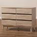 Baxton Studio Miren Mid-Century Modern Light Oak and Dark Grey 6-Drawer Dresser - SECOD5015-Hana Oak/Dark Grey-6DW-Dresser