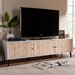 Baxton Studio Bastien Mid-Century Modern White and Light Oak 6-Shelf TV Stand - SE TV9011WI-WH/HO