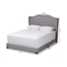 Baxton Studio Aden Modern and Contemporary Grey Fabric Upholstered Queen Size Bed - Aden-Grey-Queen