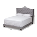 Baxton Studio Alesha Modern and Contemporary Grey Fabric Upholstered Queen Size Bed - Alesha-Grey-Queen