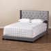 Baxton Studio Brady Modern and Contemporary Light Grey Fabric Upholstered King Size Bed - Brady-Grey-King
