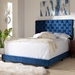 Baxton Studio Candace Luxe and Glamour Navy Velvet Upholstered King Size Bed - Candace-Navy-King
