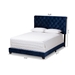 Baxton Studio Candace Luxe and Glamour Navy Velvet Upholstered Queen Size Bed - Candace-Navy-Queen