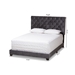 Baxton Studio Candace Luxe and Glamour Dark Grey Velvet Upholstered Queen Size Bed - Candace-Grey-Queen