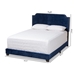 Baxton Studio Darcy Luxe and Glamour Navy Velvet Upholstered Queen Size Bed - Darcy-Navy-Queen