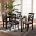 Baxton Studio Rosie Modern and Contemporary Espresso Brown Finished and Grey Fabric Upholstered 5-Piece Dining Set - RH123C-Dark Brown/Grey Dining Set