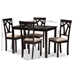 Baxton Studio Sylvia Modern and Contemporary Espresso Brown Finished and Sand Fabric Upholstered 5-Piece Dining Set - RH146C-Dark Brown/Sand Dining Set