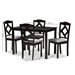 Baxton Studio Ruth Modern and Contemporary Espresso Brown Finished and Grey Fabric Upholstered 5-Piece Dining Set - RH133C-Dark Brown/Grey Dining Set