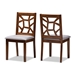 Baxton Studio Abilene Mid-Century Grey Fabric Upholstered and Walnut Brown Finished Dining Chair Set