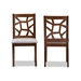 Baxton Studio Abilene Mid-Century Grey Fabric Upholstered and Walnut Brown Finished Dining Chair Set - RH3010C-Walnut/Grey-DC