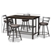 Baxton Studio Arjean Rustic and Industrial Grey Faux Leather Upholstered 5-Piece Pub Set - C1866P-Walnut/Grey-5PC-Set