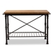 Baxton Studio Perin Vintage Rustic Industrial Style Wood and Bronze-Finished Steel Multipurpose Kitchen Island Table - YLX-5014