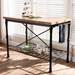 Baxton Studio Perin Vintage Rustic Industrial Style Wood and Bronze-Finished Steel Multipurpose Kitchen Island Table - YLX-5014